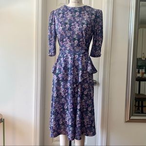 Vintage floral dress with peplum